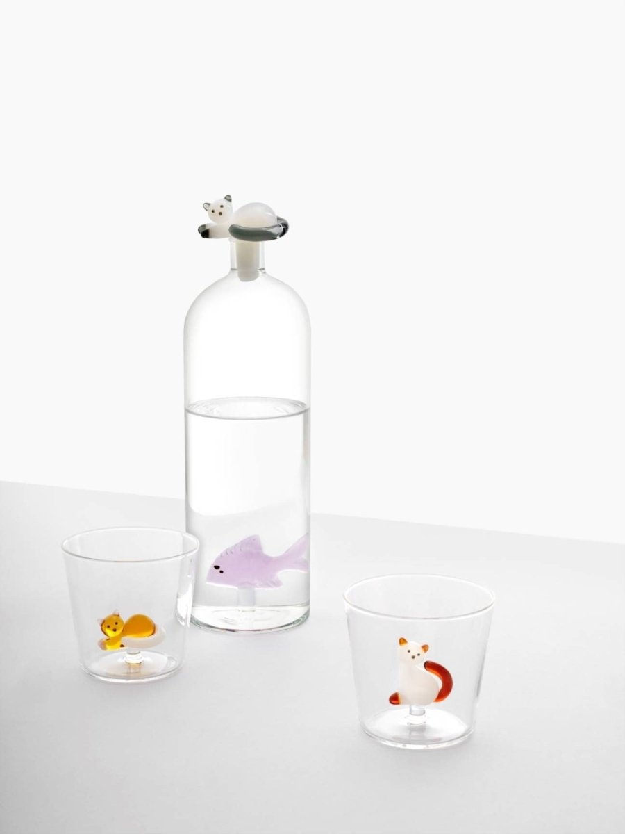 ICHENDORF Tobby Cat Verre Chat Allongé Queue Ambre
