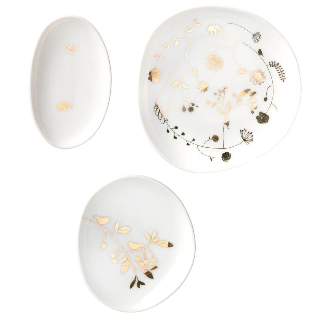 RÄDER DESIGN stories porcelain blanche Set de 3 mini coupelles Merveilles décors or