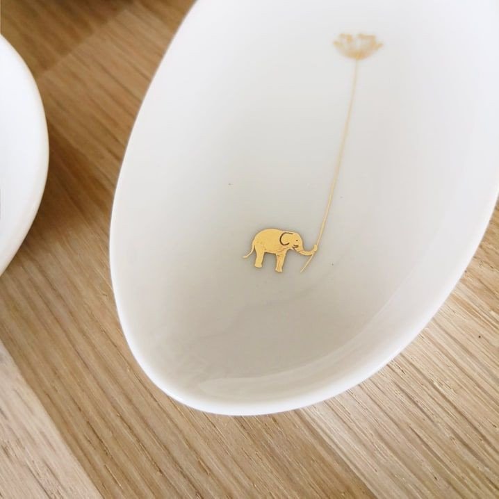 RÄDER DESIGN stories porcelain blanche Set de 3 mini coupelles Merveilles décors or