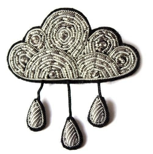 Macon Lesquoy Broche brodée - Nuage et pluie