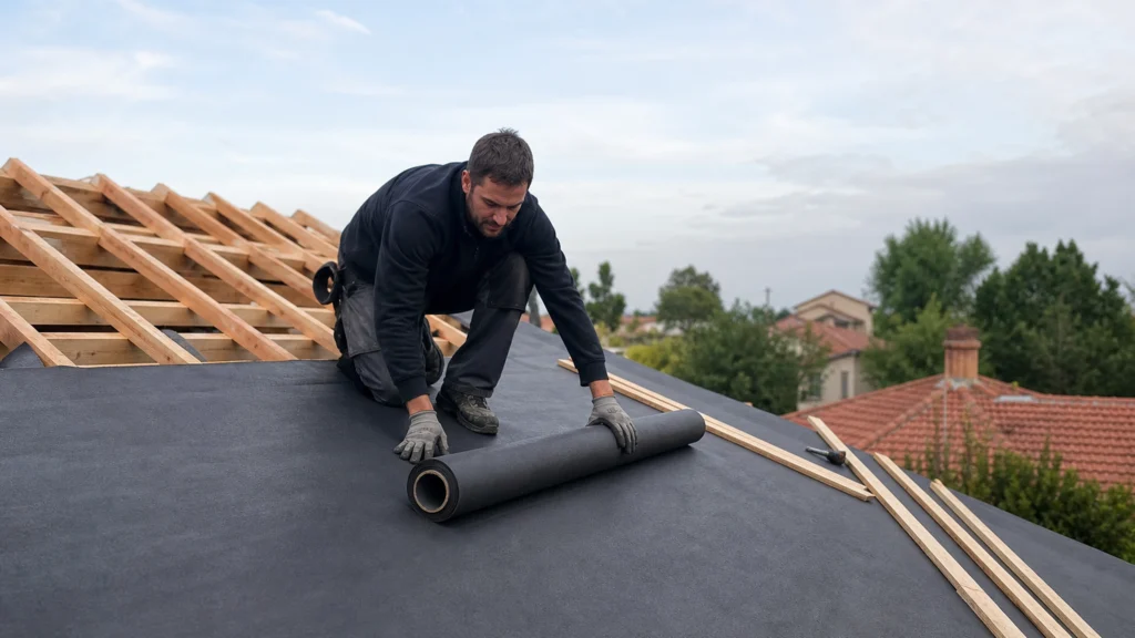 Illustration éditoriale pour l’article « Comment poser un pare-pluie pour protéger votre toiture »