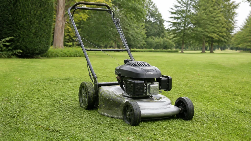 Illustration éditoriale pour l’article « Quelle est la meilleure tondeuse mulching professionnelle »