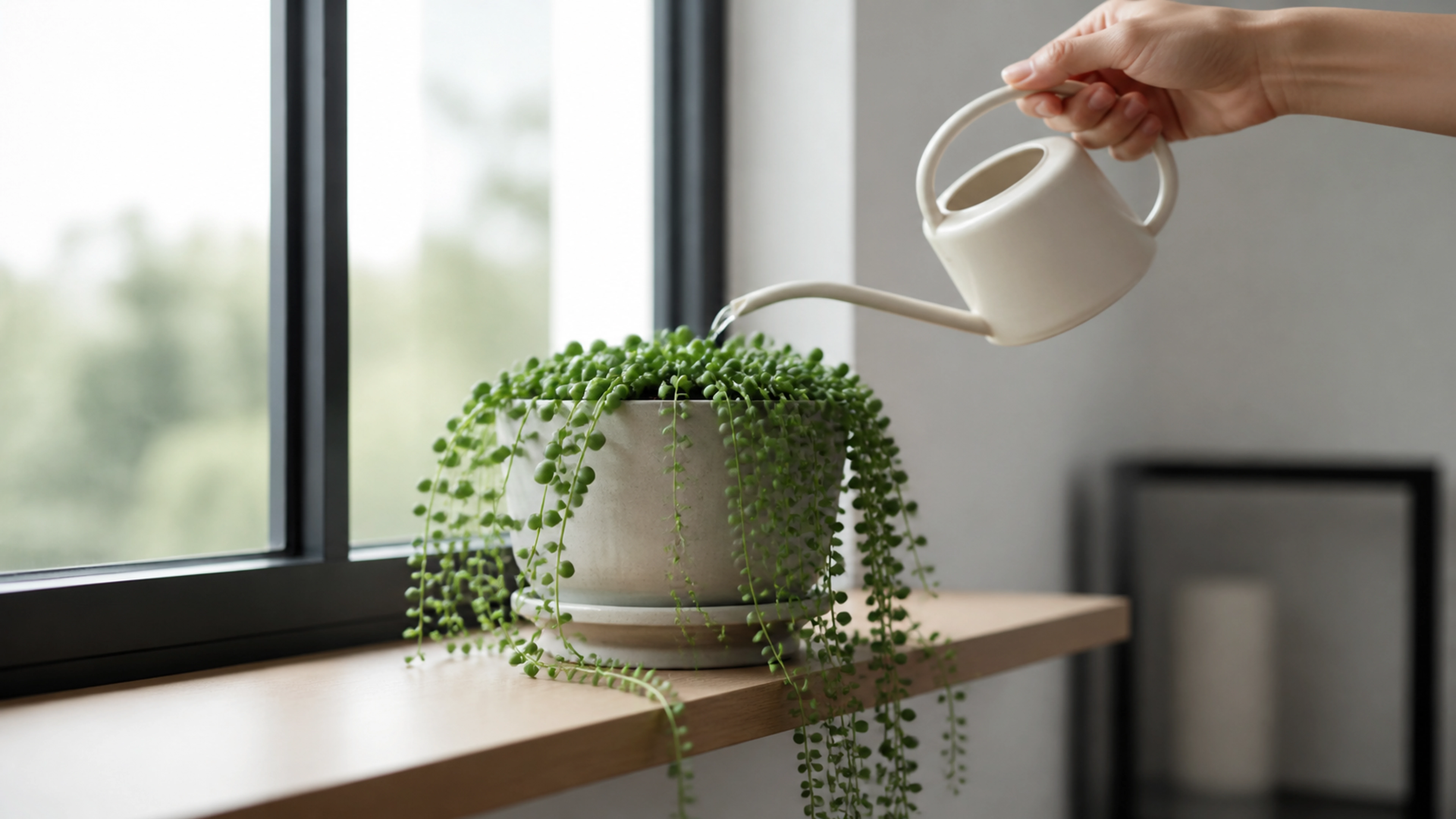 Illustration éditoriale pour l’article « Plante collier de perle : l'entretien pour réussir en 2026 »