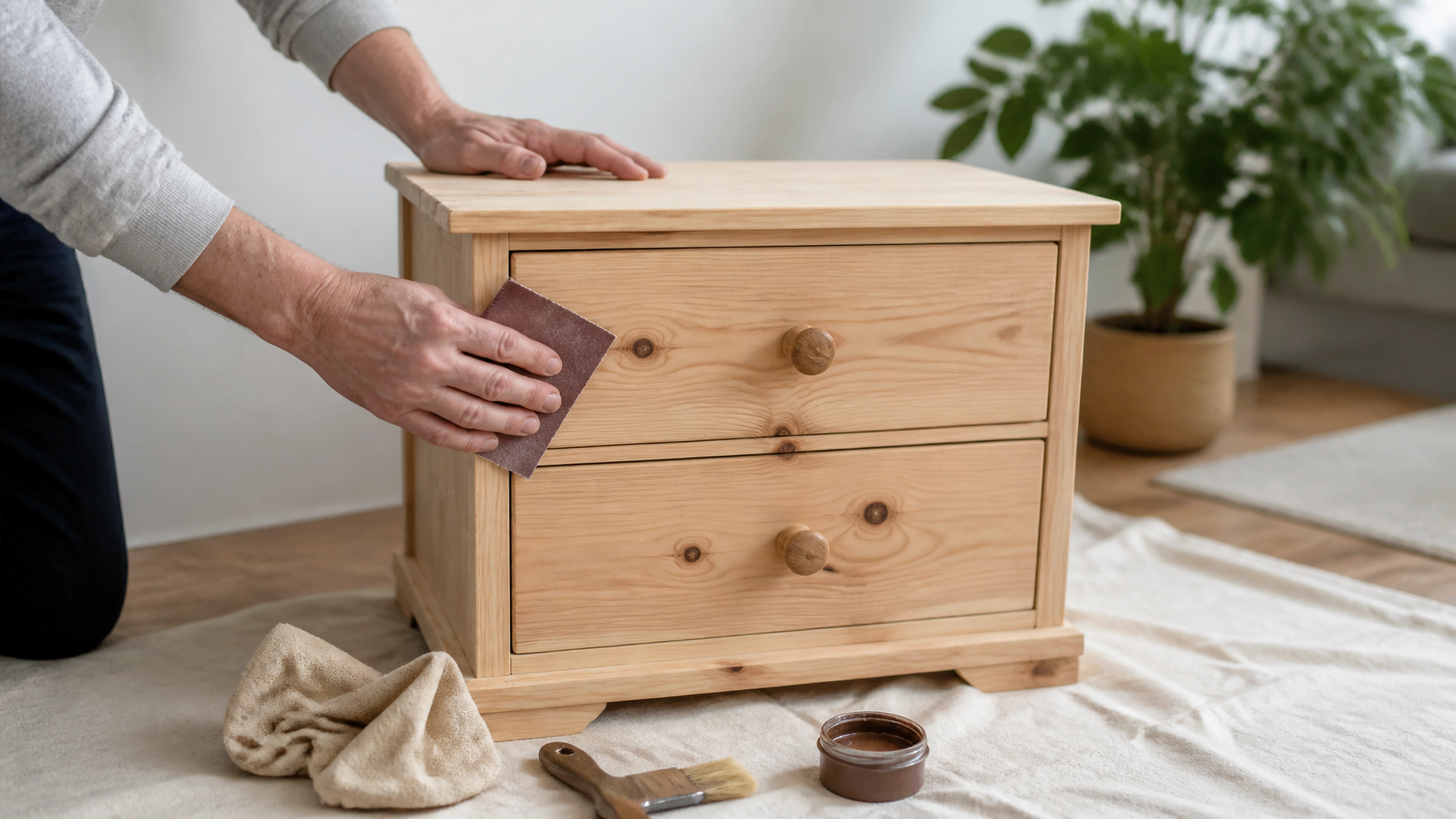 Illustration éditoriale pour l’article « Comment restaurer un meuble en pin et sublimer votre déco »