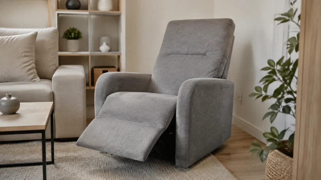 Illustration éditoriale pour l’article « Choisir un fauteuil relax gain de place pour un petit salon »