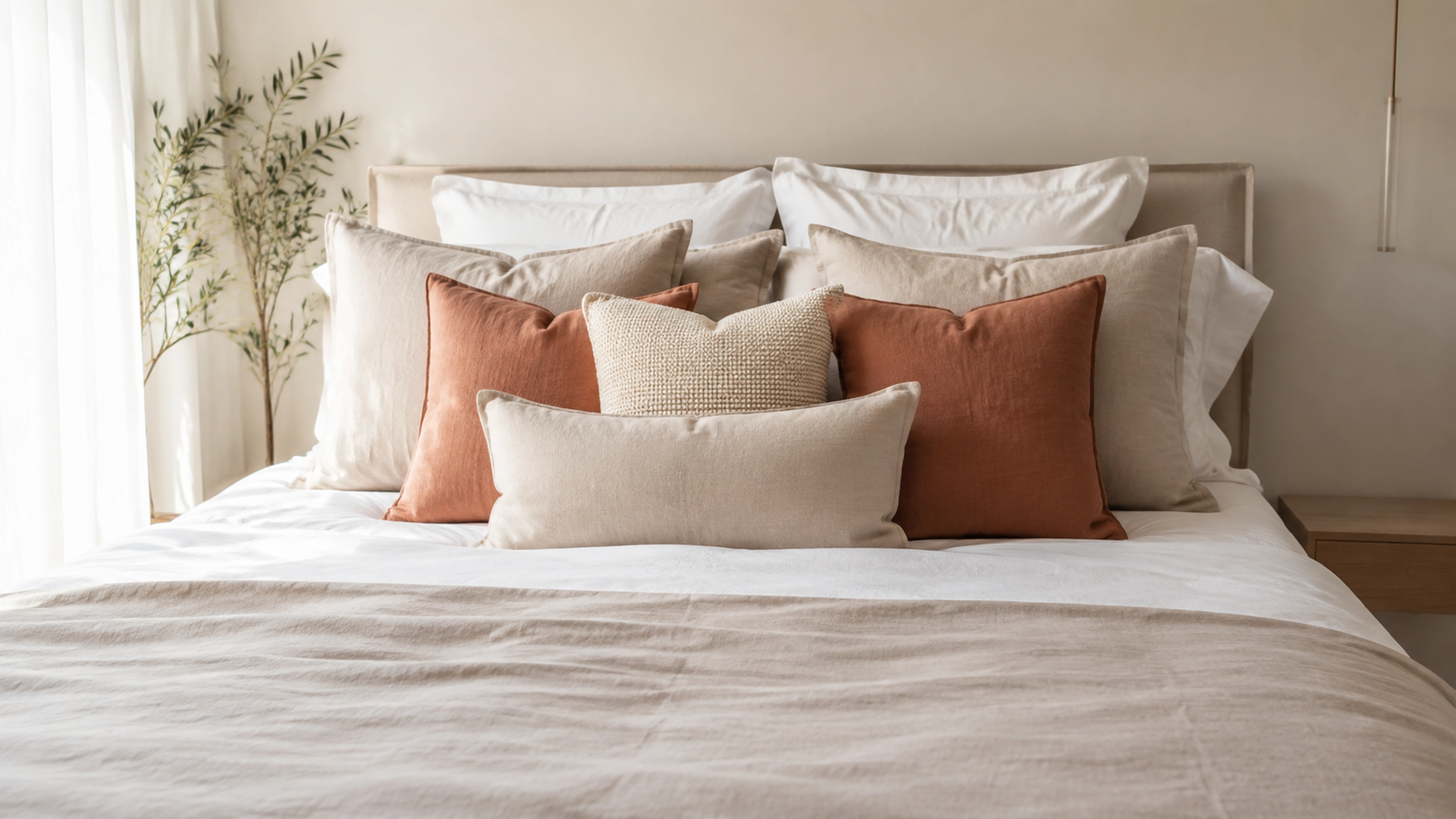 Illustration éditoriale pour l’article « Comment mettre des coussins sur un lit : nos astuces déco »