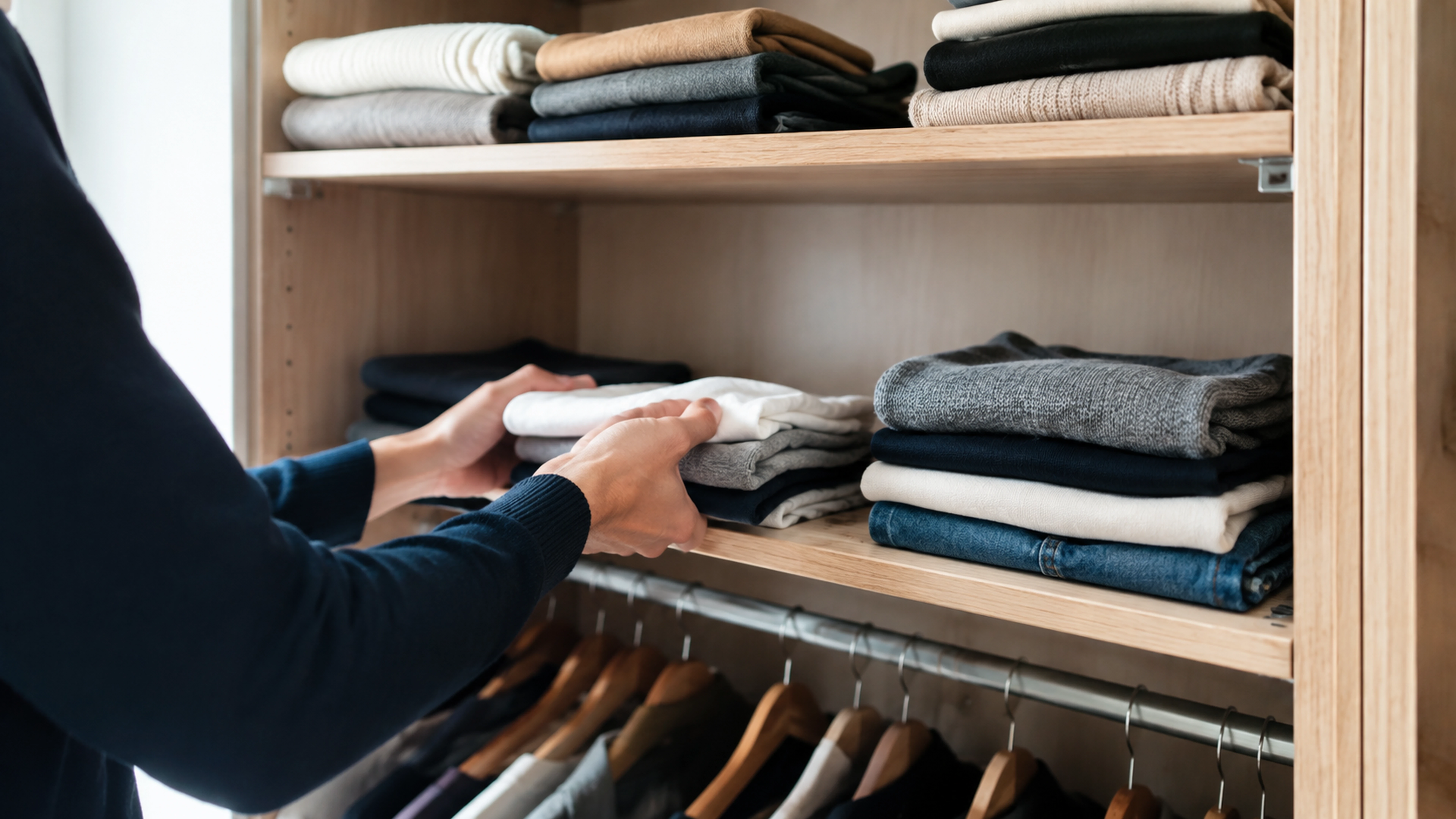 Illustration éditoriale pour l’article « Quelle hauteur entre étagère dressing pour bien ranger »